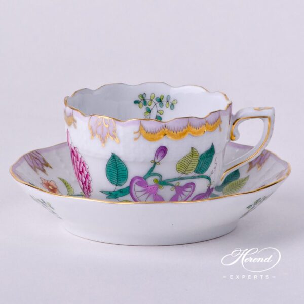 Coffee / Espresso Cup w. Saucer 711-0-00 WBO Windsor Flowers design. Demitasse. Herend Fine china