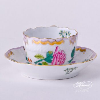 Coffee / Espresso Cup w. Saucer 711-0-00 WBO Windsor Flowers design. Demitasse. Herend Fine china