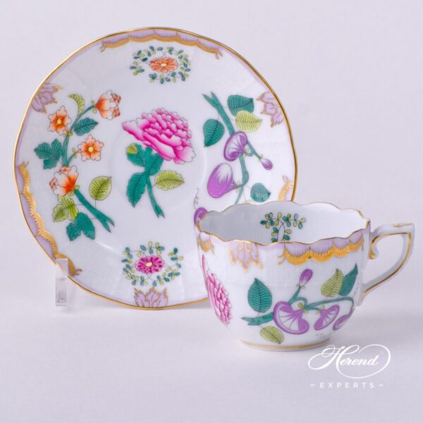 Coffee / Espresso Cup w. Saucer 711-0-00 WBO Windsor Flowers design. Demitasse. Herend Fine china