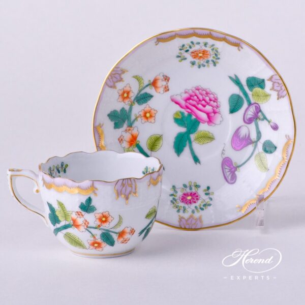 Coffee / Espresso Cup w. Saucer 711-0-00 WBO Windsor Flowers design. Demitasse. Herend Fine china