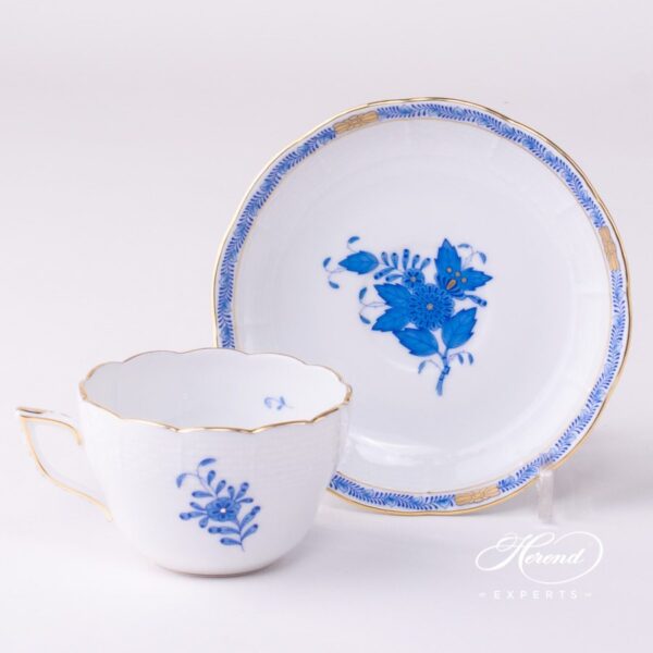 Tea Cup or Coffee Cup and Saucer 730-0-00 AB Apponyi Blue pattern. Herend porcelain tableware. Hand painted