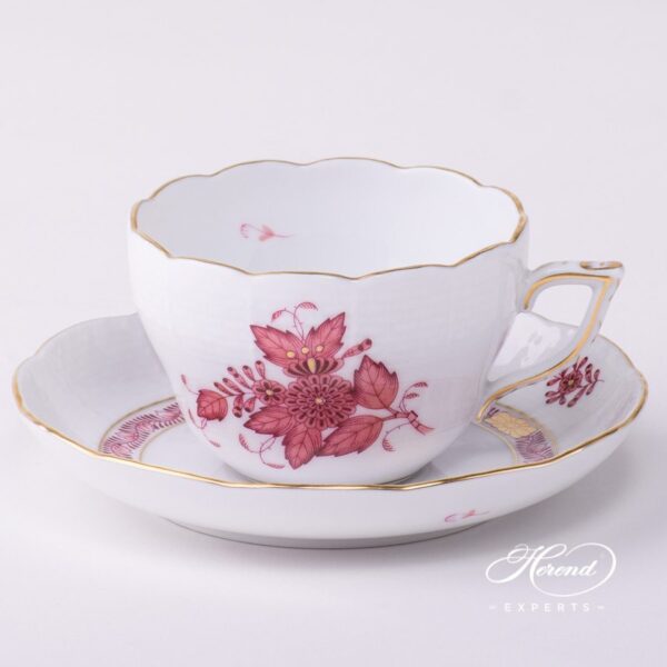 Tea Cup or Coffee Cup and Saucer 730-0-00 AP2 Apponyi Light Purple pattern. Herend porcelain tableware. Hand painted