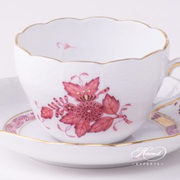 Tea Cup or Coffee Cup and Saucer 730-0-00 AP2 Apponyi Light Purple pattern. Herend porcelain tableware. Hand painted