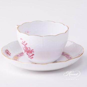 Tea Cup or Coffee Cup and Saucer 730-0-00 AP2 Apponyi Light Purple pattern. Herend porcelain tableware. Hand painted