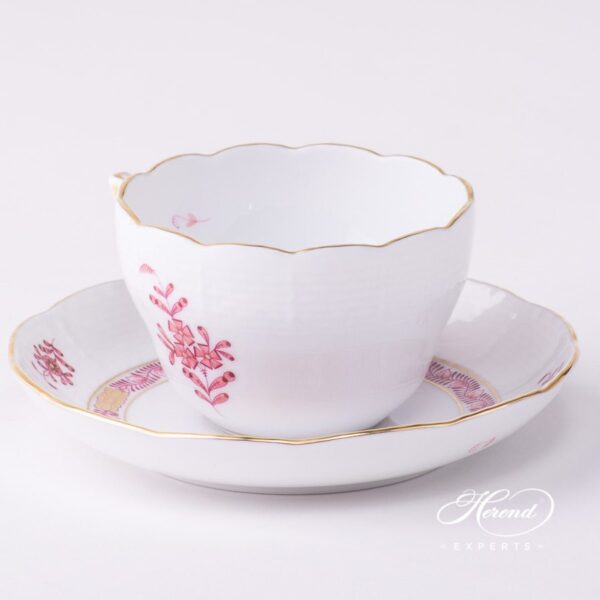 Tea Cup or Coffee Cup and Saucer 730-0-00 AP2 Apponyi Light Purple pattern. Herend porcelain tableware. Hand painted