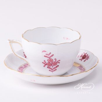 Tea Cup or Coffee Cup and Saucer 730-0-00 AP2 Apponyi Light Purple pattern. Herend porcelain tableware. Hand painted