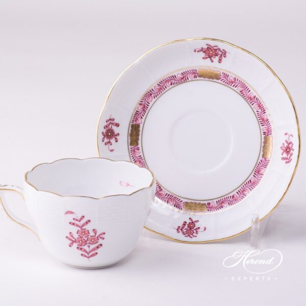 Tea Cup or Coffee Cup and Saucer 730-0-00 AP2 Apponyi Light Purple pattern. Herend porcelain tableware. Hand painted