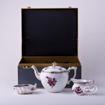 Basic Tea Set - Queen Anniversary - Herend Chinese Bouquet / Apponyi Burgundy - AP3-X1 design