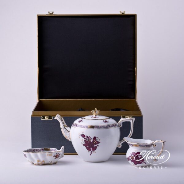 Basic Tea Set - Queen Anniversary - Herend Chinese Bouquet / Apponyi Burgundy - AP3-X1 design