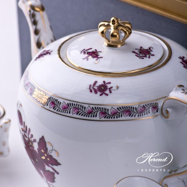 Basic Tea Set - Queen Anniversary - Herend Chinese Bouquet / Apponyi Burgundy - AP3-X1 design. Herend fine china
