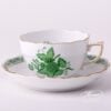 Tea Cup with Saucer 701-0-00 AV Chinese Bouquet / Apponyi Green decor. Herend porcelain hand painted
