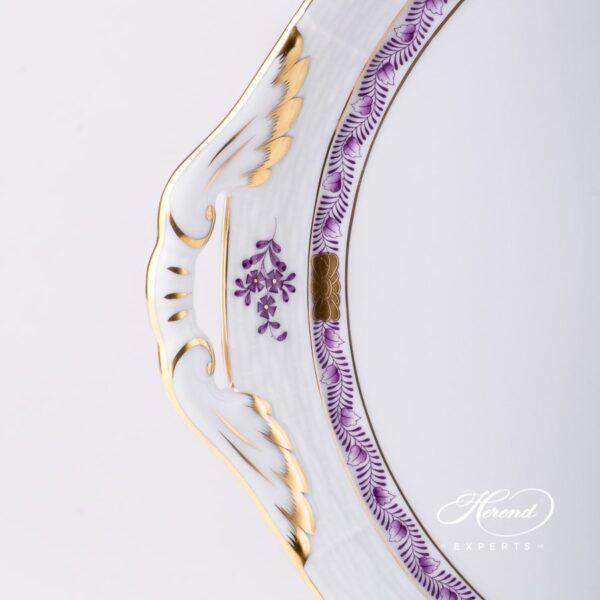 Cake Plate with Handle 315-0-00 AL Apponyi Lilac decor. Herend porcelain hand painted
