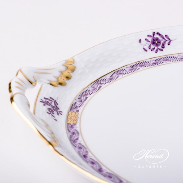 Cake Plate with Handle 315-0-00 AL Apponyi Lilac decor. Herend porcelain hand painted