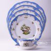 Place Setting 6 Pieces - Herend Rothschild Bird Blue Fish scale RO-ETB design. Herend fine china tableware. Hand painted