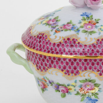 Herend Liechtenstein Sugar Basin pink fishnet 6012-0-09 LTBS-EPH