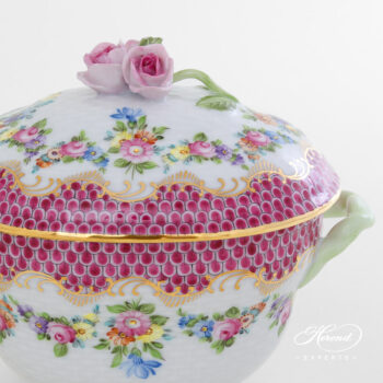 Herend Liechtenstein Sugar Basin pink fishnet 6012-0-09 LTBS-EPH