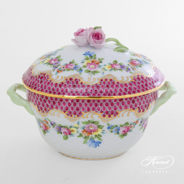 Herend Liechtenstein Sugar Basin pink fishnet 6012-0-09 LTBS-EPH