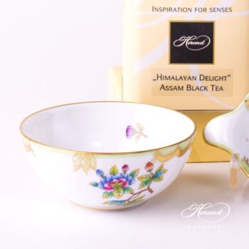 Tea Strainer and Cup 1453-0-00 VBO and 1454-0-00 VBO Queen Victoria decor. Herend porcelain tableware. Hand painted
