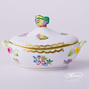 Candy Jar / Sugar Basin w. Butterfly Knob 6010-0-17 VBA Queen Victoria design. Herend porcelain