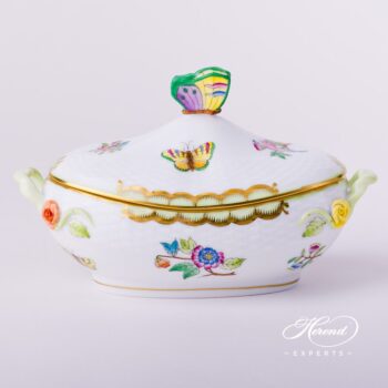 Candy Jar / Sugar Basin w. Butterfly Knob 6010-0-17 VBA Queen Victoria design. Herend porcelain