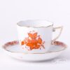 Coffee Cup w. Saucer 706-0-00 AOG Chinese Bouquet Rust / Apponyi Orange design. Herend fine china