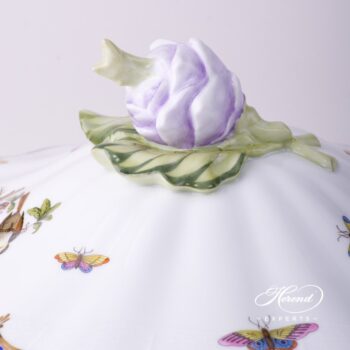 Vegetable Dish with Kohlrabi Knob 51-0-10 RO-EB Rothschild Bird Blue Fishnet design. Herend fine china
