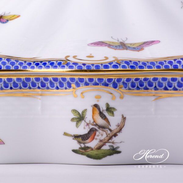 Vegetable Dish with Kohlrabi Knob 51-0-10 RO-EB Rothschild Bird Blue Fishnet design. Herend fine china