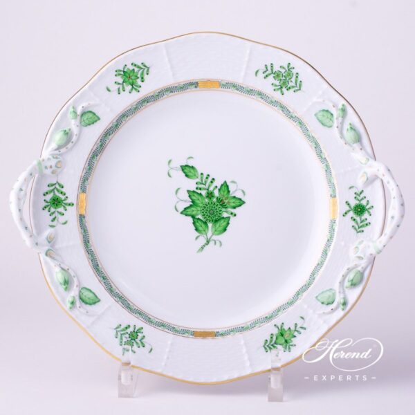 Round Dish 173-0-00 AV Green Chinese Bouquet / Apponyi Green - AV decor. Herend porcelain tableware. Hand painted