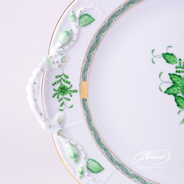 Round Dish 173-0-00 AV Green Chinese Bouquet / Apponyi Green - AV decor. Herend porcelain tableware. Hand painted