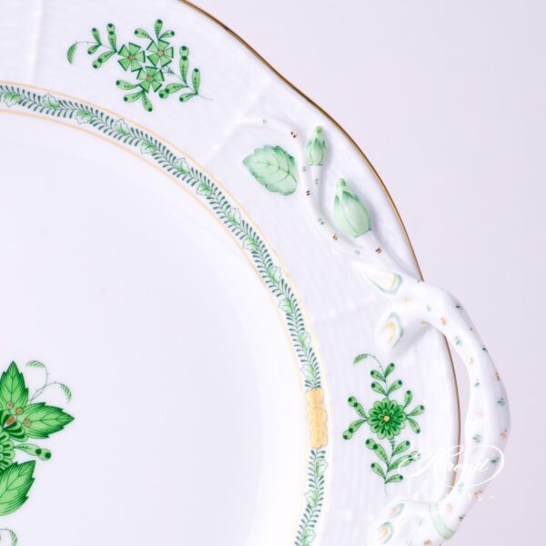 Round Dish 173-0-00 AV Green Chinese Bouquet / Apponyi Green - AV decor. Herend porcelain tableware. Hand painted