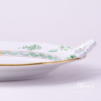Round Dish 173-0-00 AV Green Chinese Bouquet / Apponyi Green - AV decor. Herend porcelain tableware. Hand painted