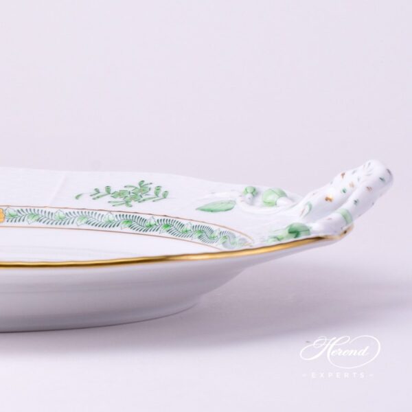 Round Dish 173-0-00 AV Green Chinese Bouquet / Apponyi Green - AV decor. Herend porcelain tableware. Hand painted
