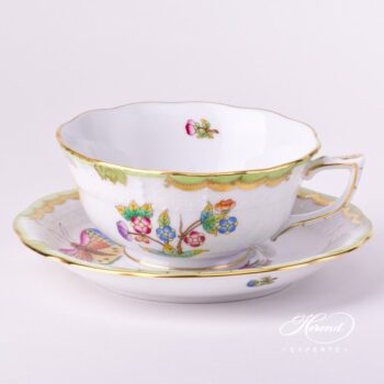 Tea Cup and Saucer 734-0-00 VBO Queen Victoria decor. Herend porcelain tableware. Hand painted