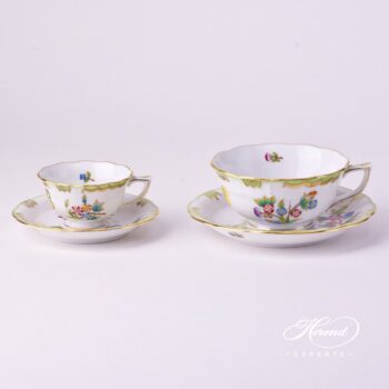 Tea Cup and Saucer 734-0-00 VBO Queen Victoria decor. Herend porcelain tableware. Hand painted