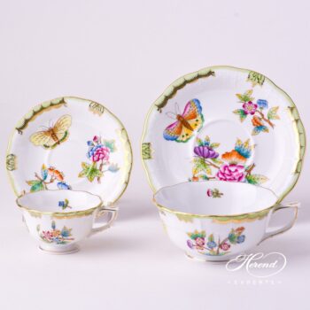 Tea Cup and Saucer 734-0-00 VBO Queen Victoria decor. Herend porcelain tableware. Hand painted