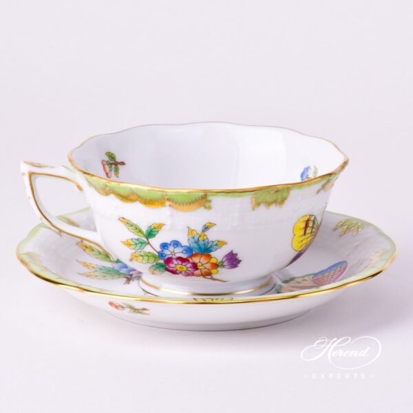 Tea Cup and Saucer 734-0-00 VBO Queen Victoria decor. Herend porcelain tableware. Hand painted