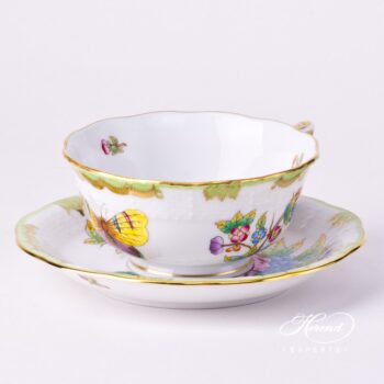 Tea Cup and Saucer 734-0-00 VBO Queen Victoria decor. Herend porcelain tableware. Hand painted