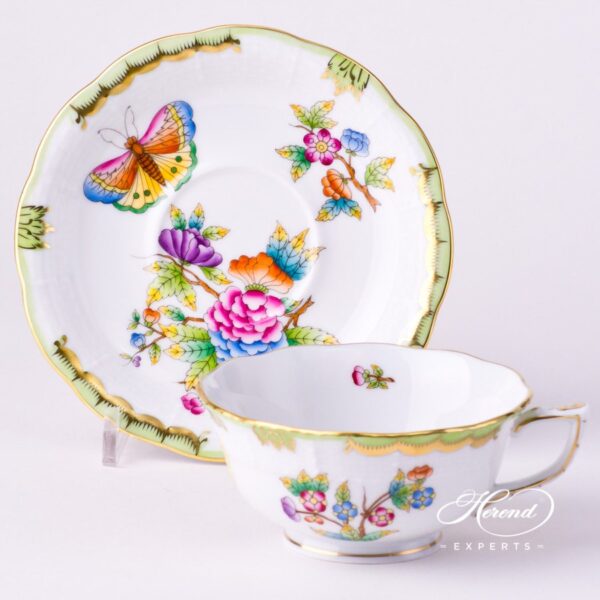 Tea Cup and Saucer 734-0-00 VBO Queen Victoria decor. Herend porcelain tableware. Hand painted