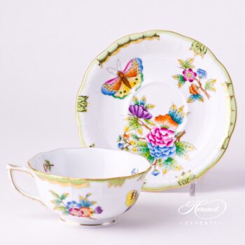 Tea Cup and Saucer 734-0-00 VBO Queen Victoria decor. Herend porcelain tableware. Hand painted