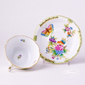 Tea Cup and Saucer 734-0-00 VBO Queen Victoria decor. Herend porcelain tableware. Hand painted