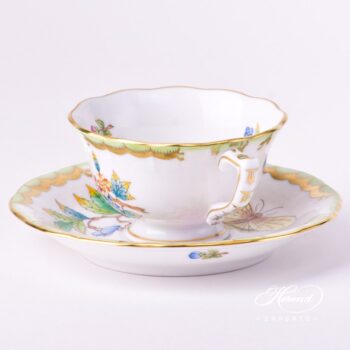 Coffee / Espresso Cup and Saucer 735-0-00 VBO Queen Victoria decor. Herend porcelain tableware. Hand painted
