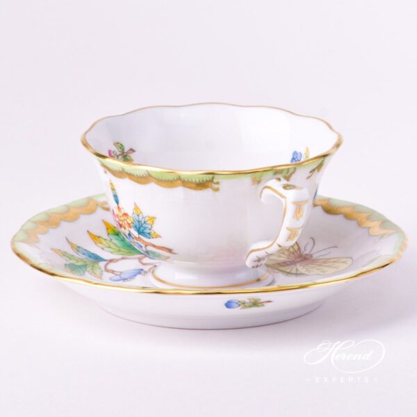 Coffee / Espresso Cup and Saucer 735-0-00 VBO Queen Victoria decor. Herend porcelain tableware. Hand painted