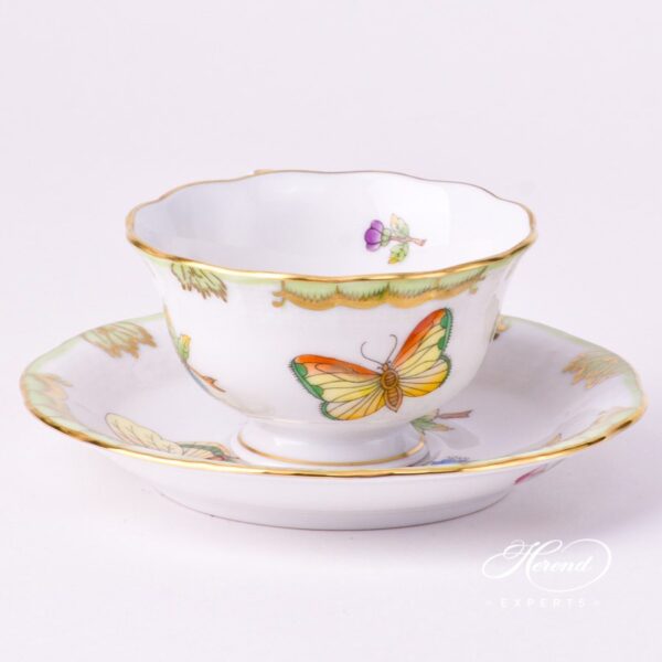 Coffee / Espresso Cup and Saucer 735-0-00 VBO Queen Victoria decor. Herend porcelain tableware. Hand painted