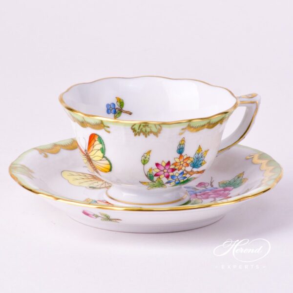 Coffee / Espresso Cup and Saucer 735-0-00 VBO Queen Victoria decor. Herend porcelain tableware. Hand painted