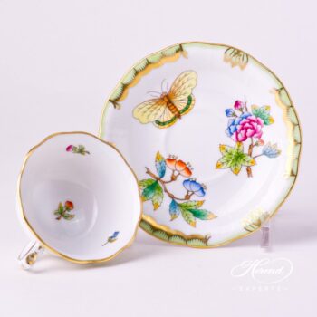 Coffee / Espresso Cup and Saucer 735-0-00 VBO Queen Victoria decor. Herend porcelain tableware. Hand painted