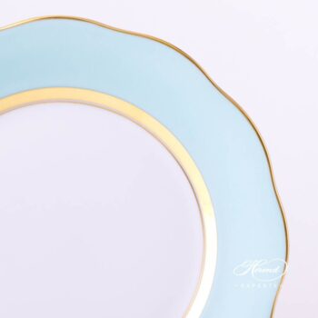 Dessert Plate 20517-0-00 CTQ1 Turquoise monochrome decor. Herend porcelain tableware. Handpainted