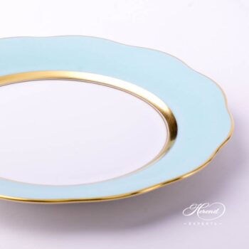 Dessert Plate 20517-0-00 CTQ1 Turquoise monochrome decor. Herend porcelain tableware. Handpainted