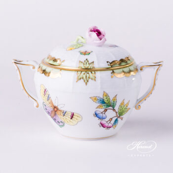 Sugar Basin w. Rose Knob 471-0-09 VBO Queen Victoria design. Herend fine china tableware. Hand painted