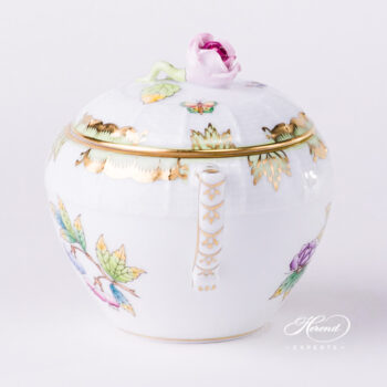 Sugar Basin w. Rose Knob 471-0-09 VBO Queen Victoria design. Herend fine china tableware. Hand painted