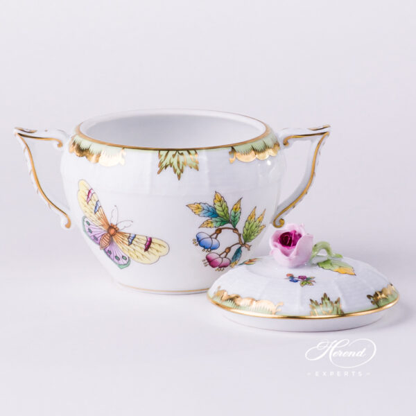Sugar Basin w. Rose Knob 471-0-09 VBO Queen Victoria design. Herend fine china tableware. Hand painted